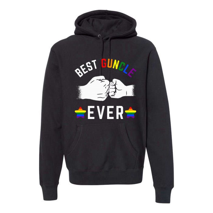 Best Guncle Ever Rainbow Colors Fistbump Pride G.A.Y Uncle Premium Hoodie