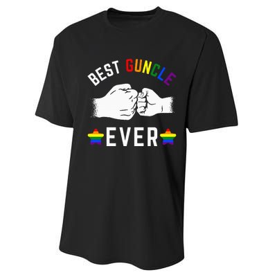 Best Guncle Ever Rainbow Colors Fistbump Pride G.A.Y Uncle Performance Sprint T-Shirt