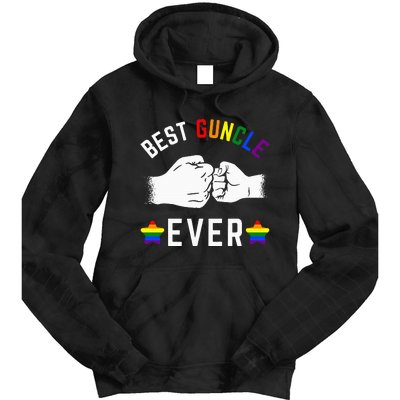 Best Guncle Ever Rainbow Colors Fistbump Pride G.A.Y Uncle Tie Dye Hoodie