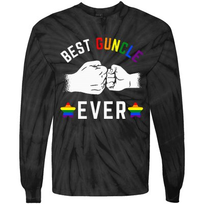 Best Guncle Ever Rainbow Colors Fistbump Pride G.A.Y Uncle Tie-Dye Long Sleeve Shirt