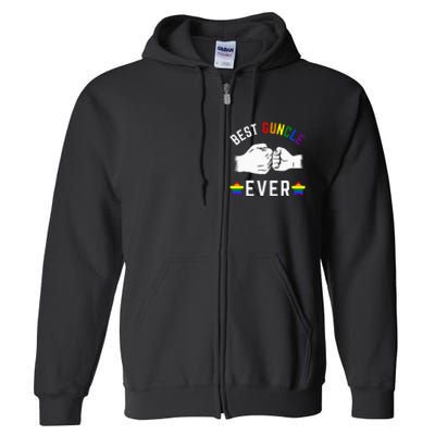 Best Guncle Ever Rainbow Colors Fistbump Pride G.A.Y Uncle Full Zip Hoodie