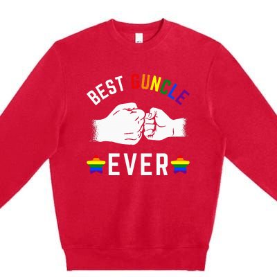 Best Guncle Ever Rainbow Colors Fistbump Pride G.A.Y Uncle Premium Crewneck Sweatshirt