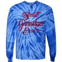 Best Grandpa Ever National Grandparents Day Stitches Design Funny Gift Tie-Dye Long Sleeve Shirt