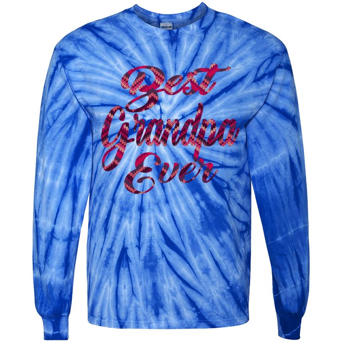 Best Grandpa Ever National Grandparents Day Stitches Design Funny Gift Tie-Dye Long Sleeve Shirt