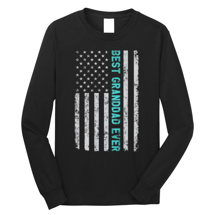 Best Granddad Ever Funny Fathers Day Vintage American Flag Long Sleeve Shirt