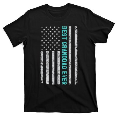 Best Granddad Ever Funny Fathers Day Vintage American Flag T-Shirt