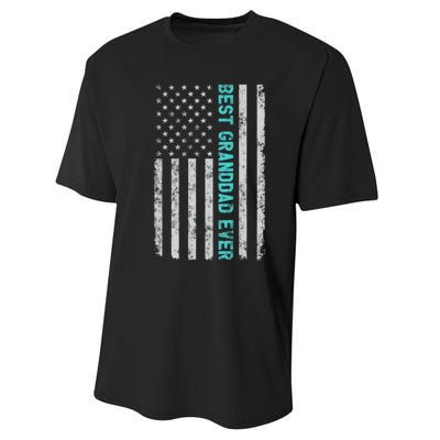 Best Granddad Ever Funny Fathers Day Vintage American Flag Performance Sprint T-Shirt