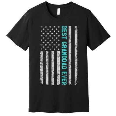 Best Granddad Ever Funny Fathers Day Vintage American Flag Premium T-Shirt