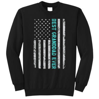 Best Granddad Ever Funny Fathers Day Vintage American Flag Tall Sweatshirt