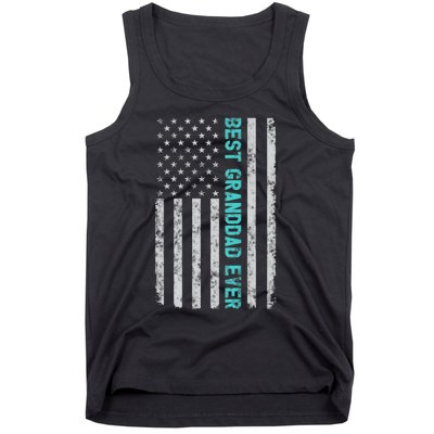 Best Granddad Ever Funny Fathers Day Vintage American Flag Tank Top