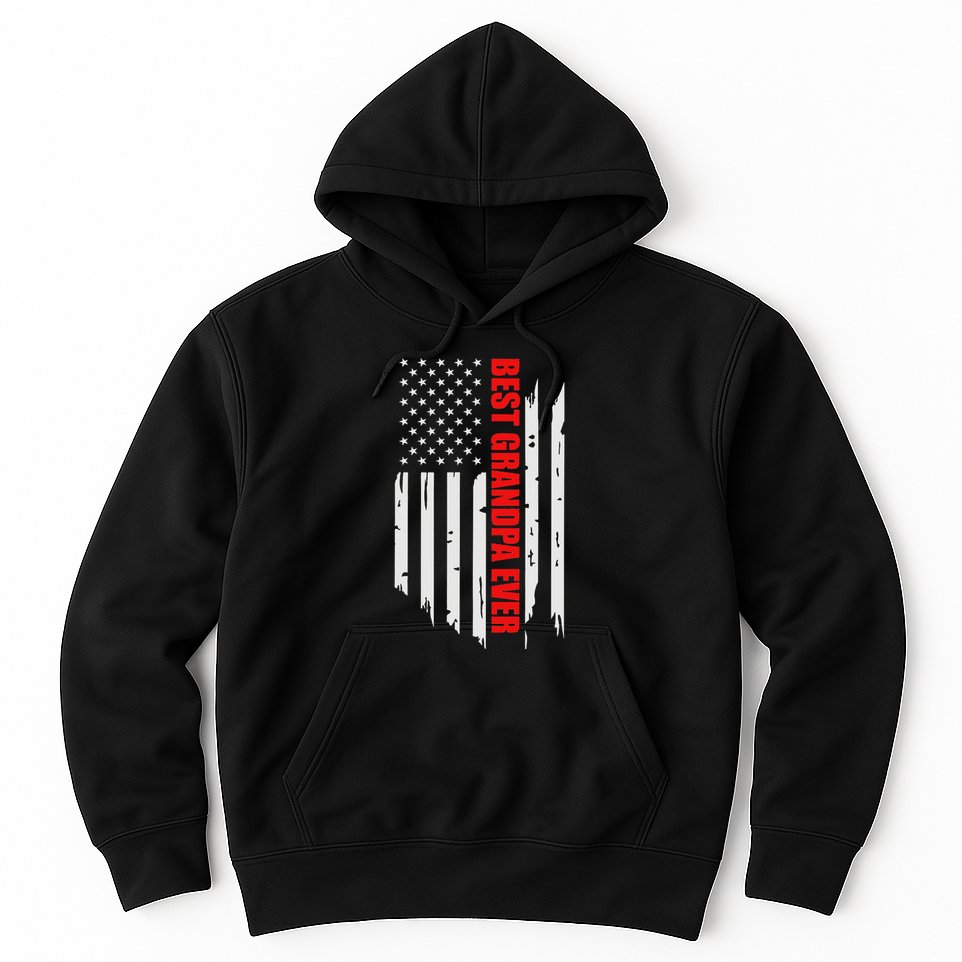 Best Grandpa Ever Vintage American Flag Hoodie