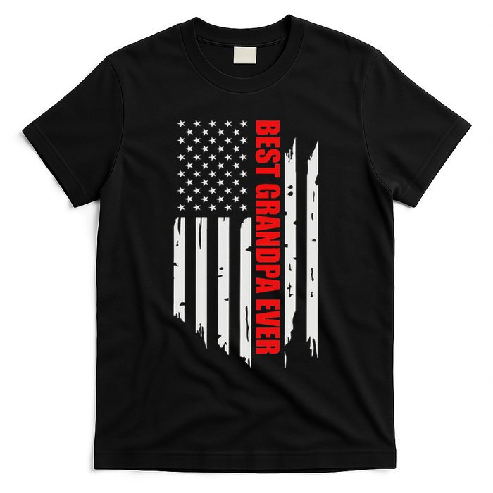 Best Grandpa Ever Vintage American Flag T-Shirt