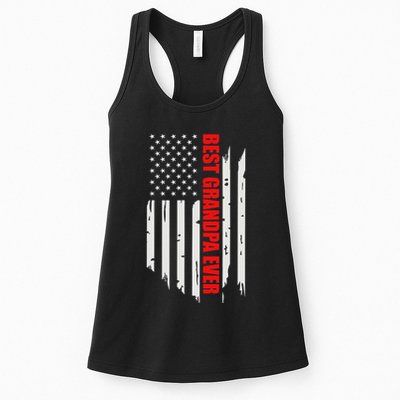 Best Grandpa Ever Vintage American Flag Womens Tank Top