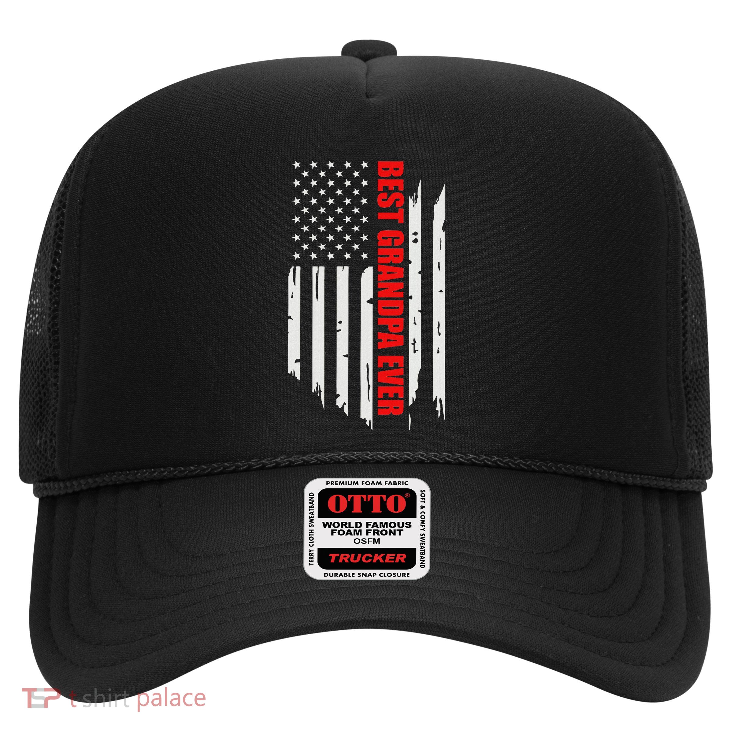 Best Grandpa Ever Vintage American Flag Trucker Hat