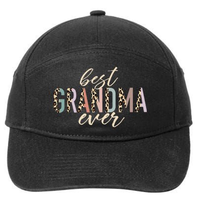 Best Grandma Ever Gifts Leopard Print Mothers Day 7-Panel Snapback Hat