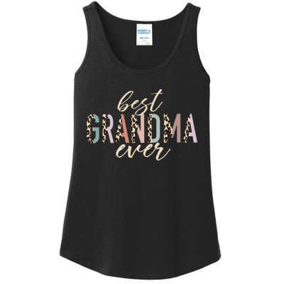 Best Grandma Ever Gifts Leopard Print Mothers Day Ladies Essential Tank