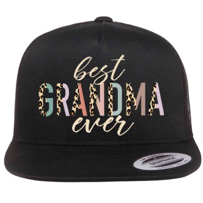 Best Grandma Ever Gifts Leopard Print Mothers Day Flat Bill Trucker Hat