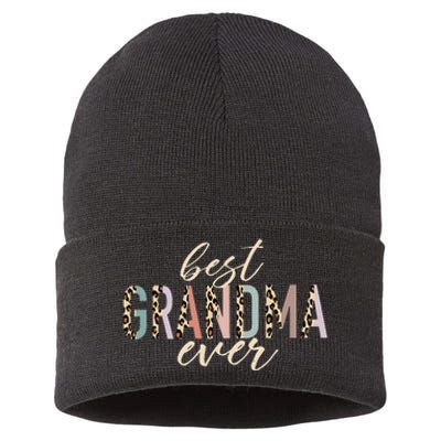 Best Grandma Ever Gifts Leopard Print Mothers Day Sustainable Knit Beanie