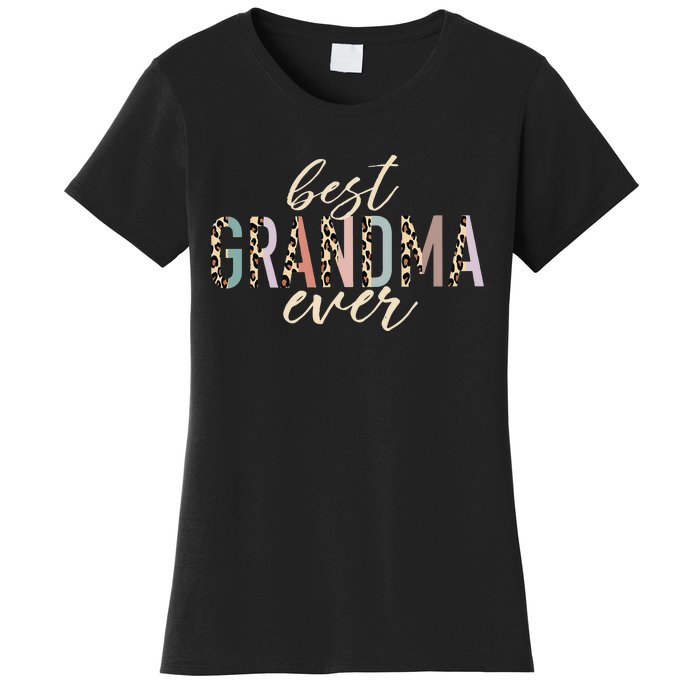 Best Grandma Ever Gifts Leopard Print Mothers Day Women's T-Shirt