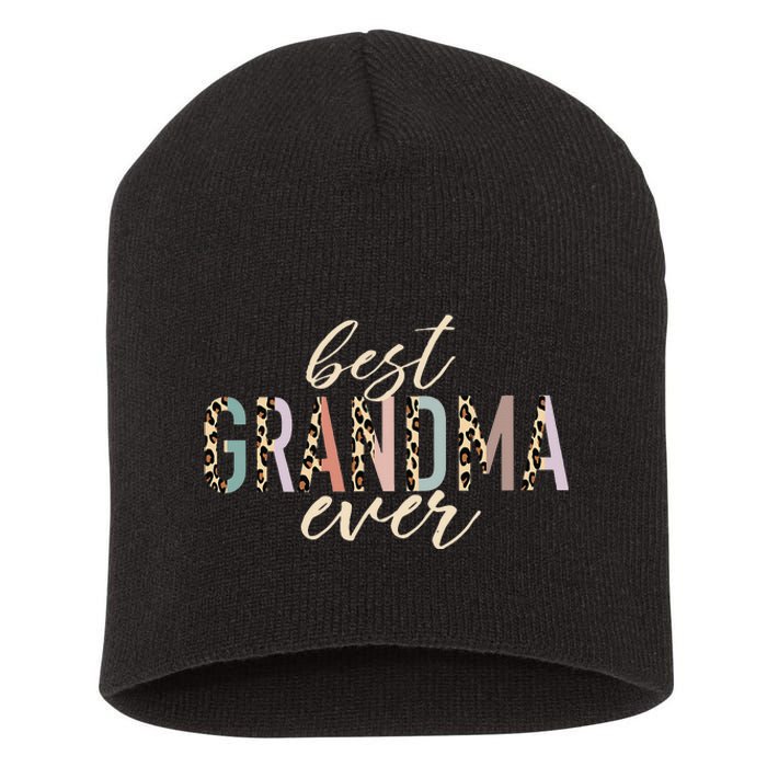 Best Grandma Ever Gifts Leopard Print Mothers Day Short Acrylic Beanie