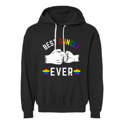 Best Guncle Ever Rainbow Colors Fistbump Pride Gay Uncle Garment-Dyed Fleece Hoodie