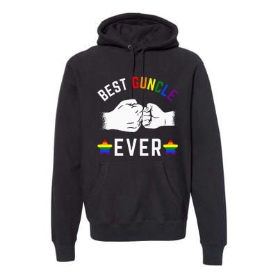 Best Guncle Ever Rainbow Colors Fistbump Pride Gay Uncle Premium Hoodie