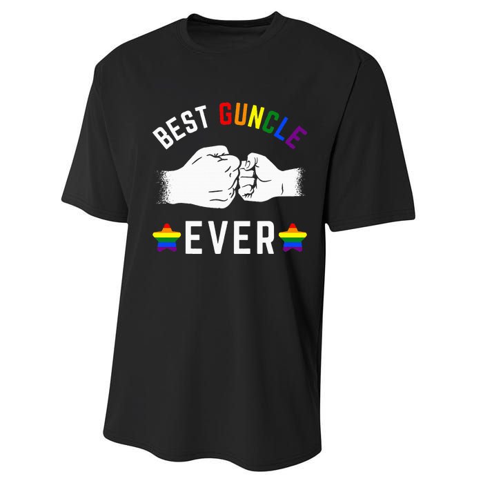 Best Guncle Ever Rainbow Colors Fistbump Pride Gay Uncle Performance Sprint T-Shirt