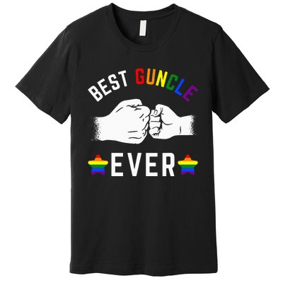 Best Guncle Ever Rainbow Colors Fistbump Pride Gay Uncle Premium T-Shirt