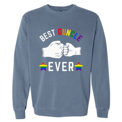 Best Guncle Ever Rainbow Colors Fistbump Pride Gay Uncle Garment-Dyed Sweatshirt