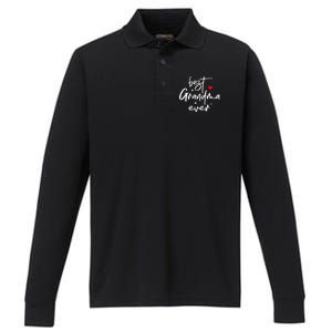 Best Grandma Ever Grandma Performance Long Sleeve Polo