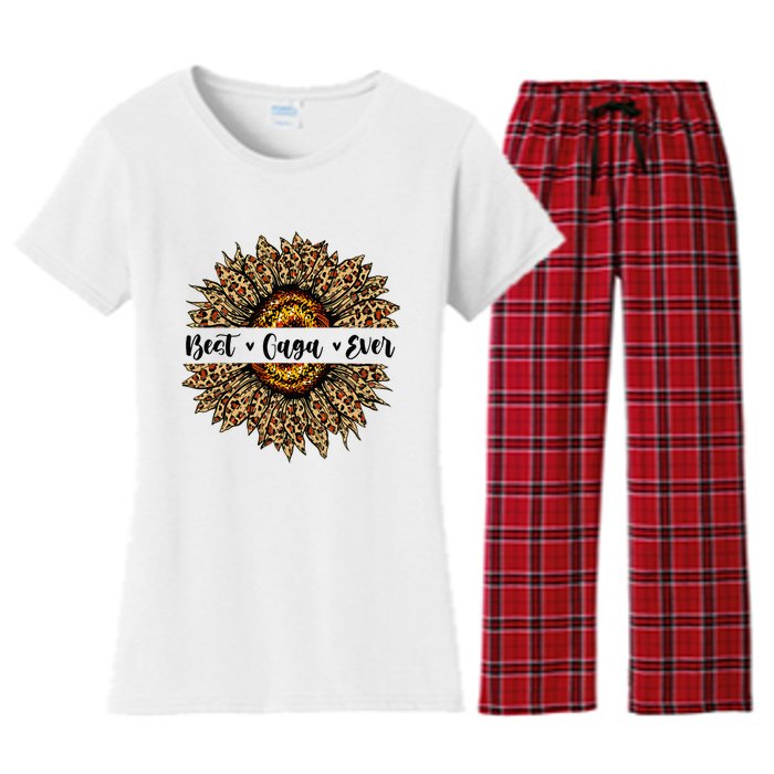 Best Gaga Ever Sunflower Gaga Mothers Day Gifts Women's Flannel Pajama Set