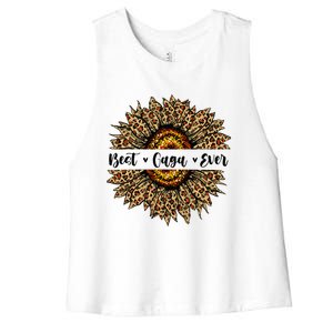 Best Gaga Ever Sunflower Gaga Mothers Day Gifts Women's Racerback Cropped Tank