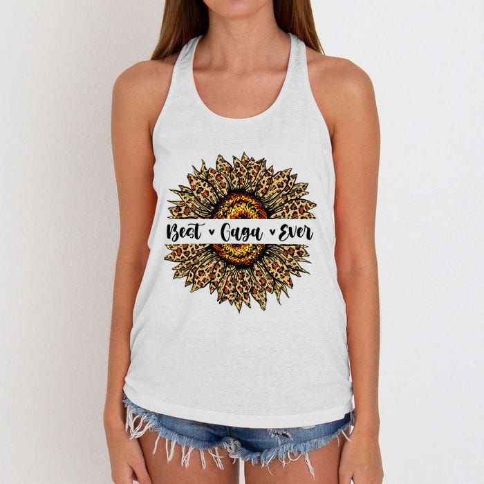 Best Gaga Ever Sunflower Gaga Mothers Day Gifts Women's Knotted Racerback Tank