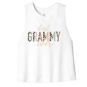 Best Grammy Ever Gifts Leopard Print Mothers Day Women's Racerback Cropped Tank