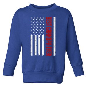 Best Grandpa Ever Us American Flag Fathers Day For Grandpa Funny Gift Toddler Sweatshirt