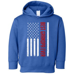 Best Grandpa Ever Us American Flag Fathers Day For Grandpa Funny Gift Toddler Hoodie