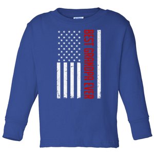 Best Grandpa Ever Us American Flag Fathers Day For Grandpa Funny Gift Toddler Long Sleeve Shirt