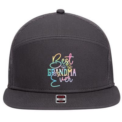 Best Grandma Ever Happy Grandparents Day Tie Dye 7 Panel Mesh Trucker Snapback Hat