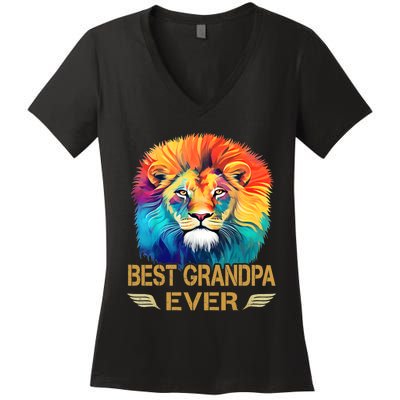 Best Grandpa Ever Funny Fathers Day Gift For Dad Women's V-Neck T-Shirt