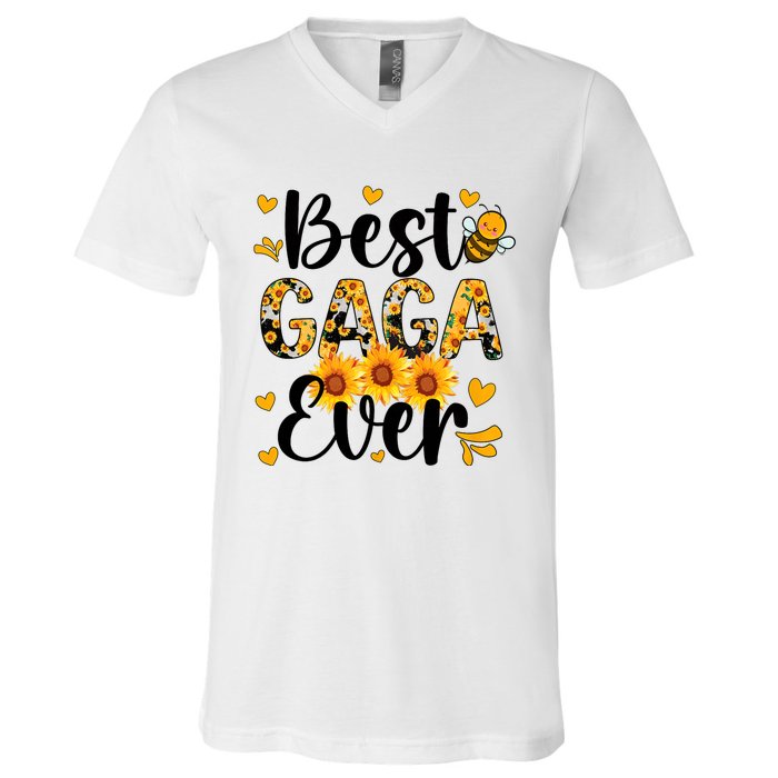 Best Gaga Ever Gaga Grandma Gaga Grandmother MotherS Day V-Neck T-Shirt