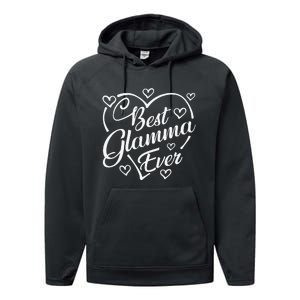 Best Glamma Ever Funny Heart Shape Mother's Day Performance Fleece Hoodie