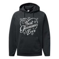 Best Glamma Ever Funny Heart Shape Mother's Day Performance Fleece Hoodie