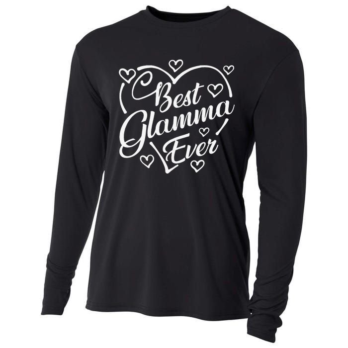 Best Glamma Ever Funny Heart Shape Mother's Day Cooling Performance Long Sleeve Crew