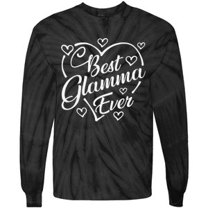 Best Glamma Ever Funny Heart Shape Mother's Day Tie-Dye Long Sleeve Shirt