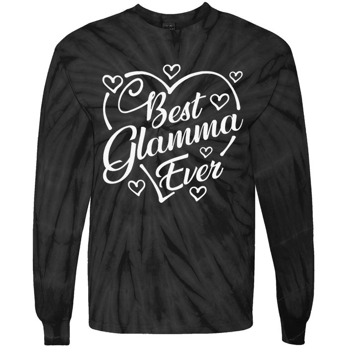 Best Glamma Ever Funny Heart Shape Mother's Day Tie-Dye Long Sleeve Shirt