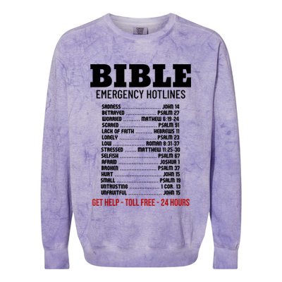 Bible Gifts Emergency Verse Numbers Scripture Hotline Colorblast Crewneck Sweatshirt