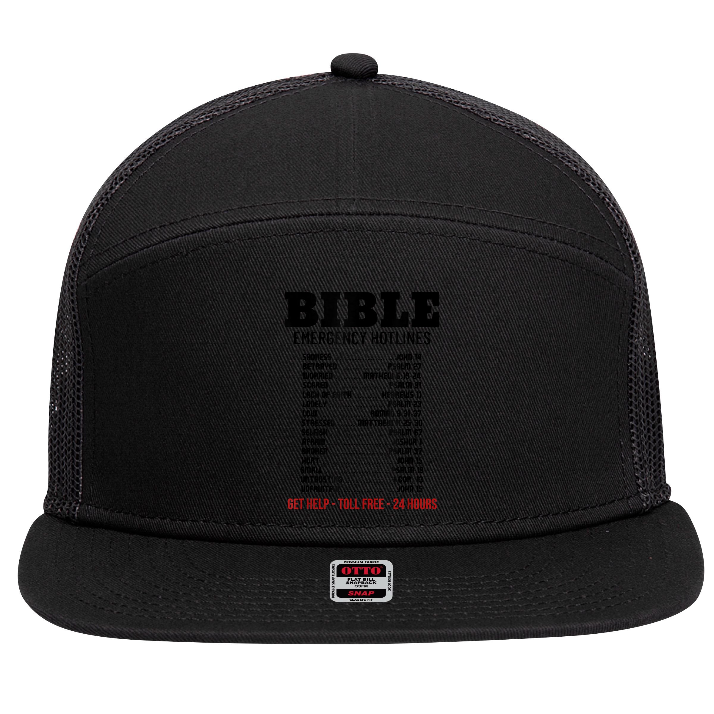 Bible Gifts Emergency Verse Numbers Scripture Hotline 7 Panel Mesh Trucker Snapback Hat