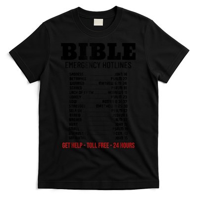 Bible Gifts Emergency Verse Numbers Scripture Hotline T-Shirt
