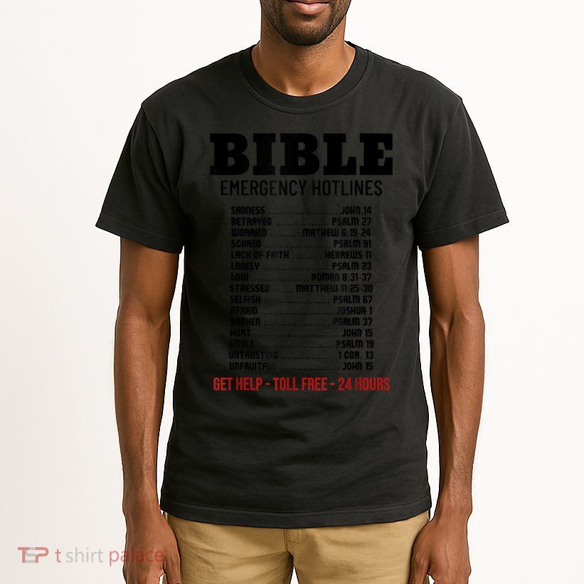 Bible Gifts Emergency Verse Numbers Scripture Hotline Tall T-Shirt
