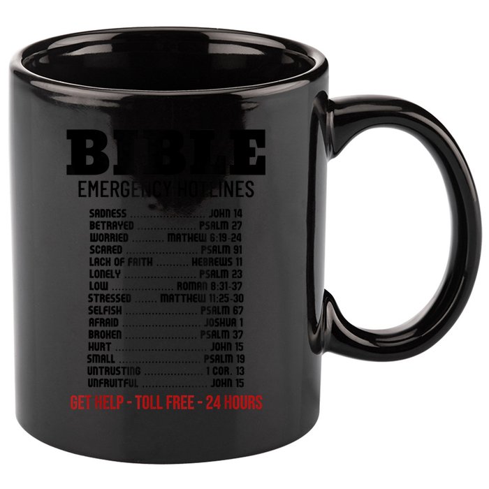 Bible Gifts Emergency Verse Numbers Scripture Hotline 11oz C Handle Ceramic Mug